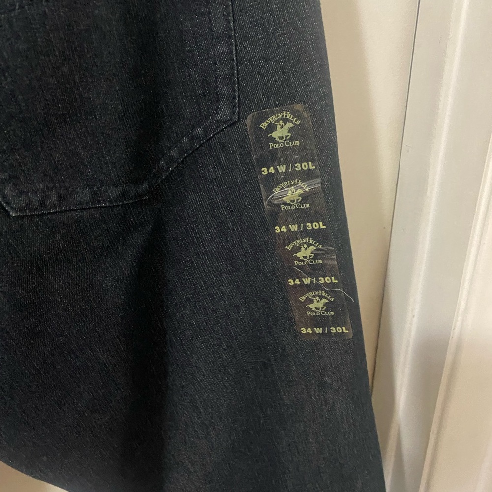 NWT Men’s Beverly Hills Polo Club Relaxed Straight Fit Blue Jeans, 34” x 30” - Picture 8 of 9